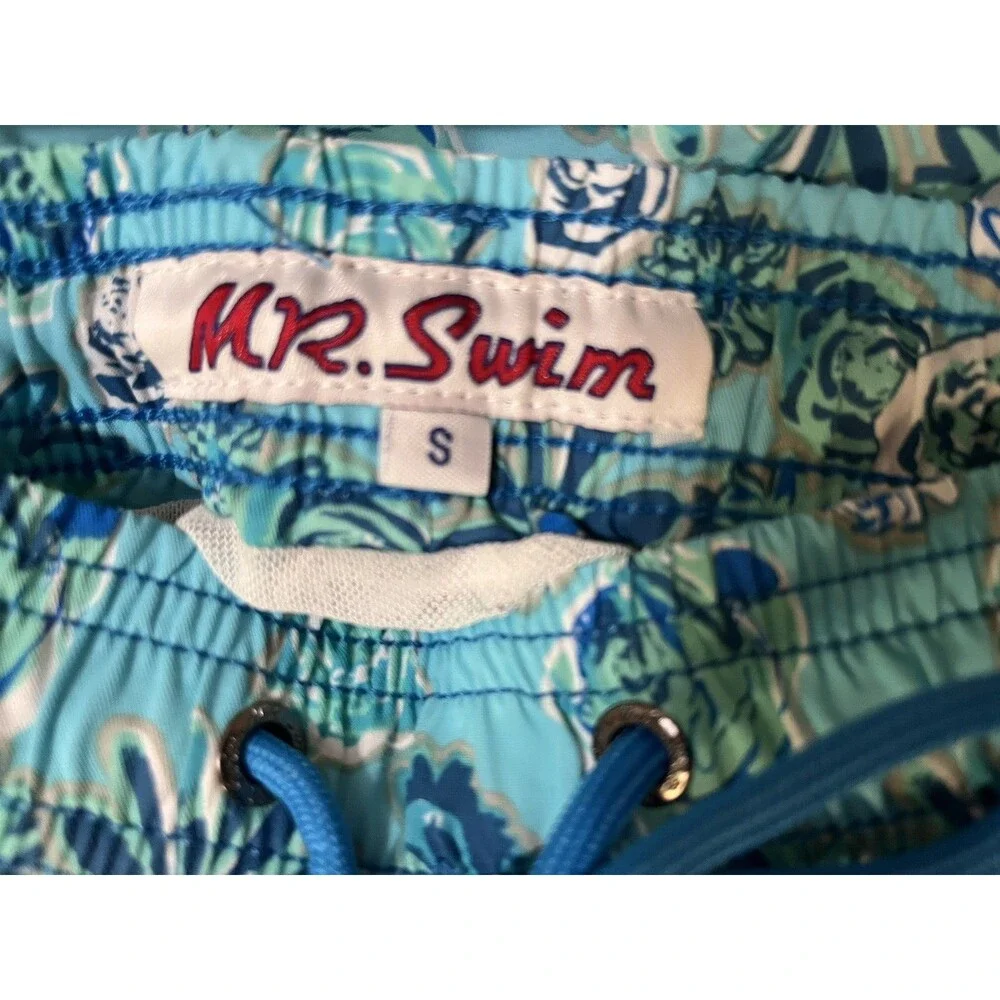 Mr Swim mens Blue Daisy Roses Swim Shorts Swim Trunks size Small 7.5